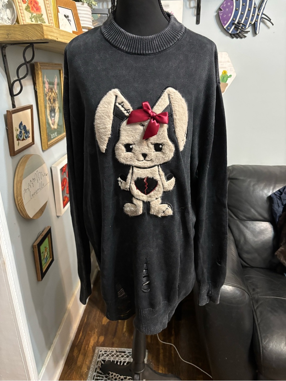 Current mood never caged oversized womens sweater S soft bunny dolls kill